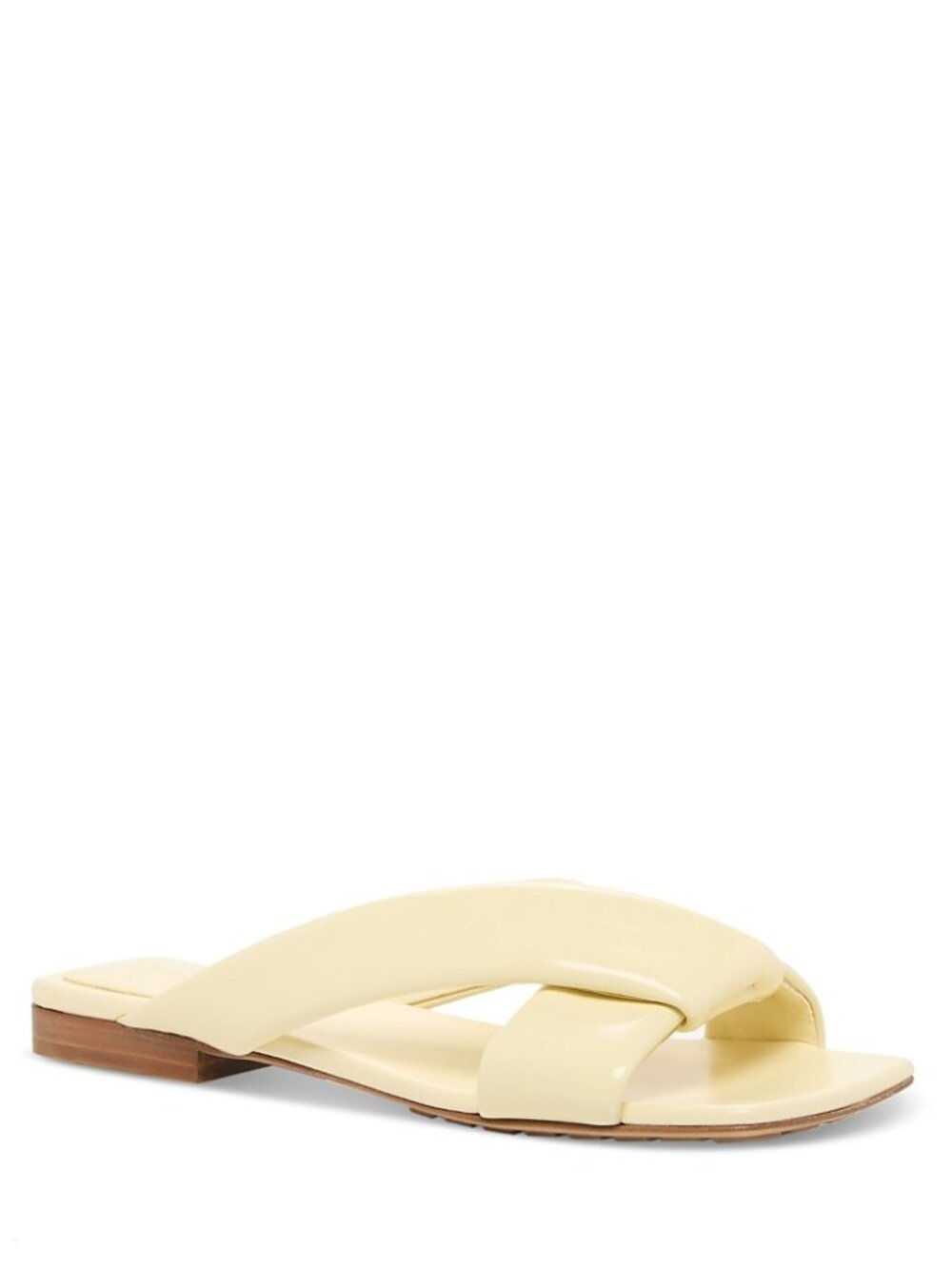 Bottega Veneta Riva Yellow Leather Square Toe Flat Sandals Size 8 EU 38 NWT